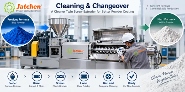 How Do You Clean a Twin Screw Extruder Between Powder Coating Formulas? How Do You Clean a Twin Screw Extruder Between Powder Coating Formulas?